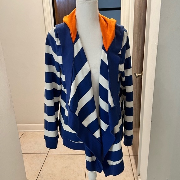 Lauren jeans co blue white striped open cardigan size medium - Picture 1 of 6